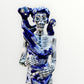 Frida and friends Catrina doll in blue and white Talavera face close up