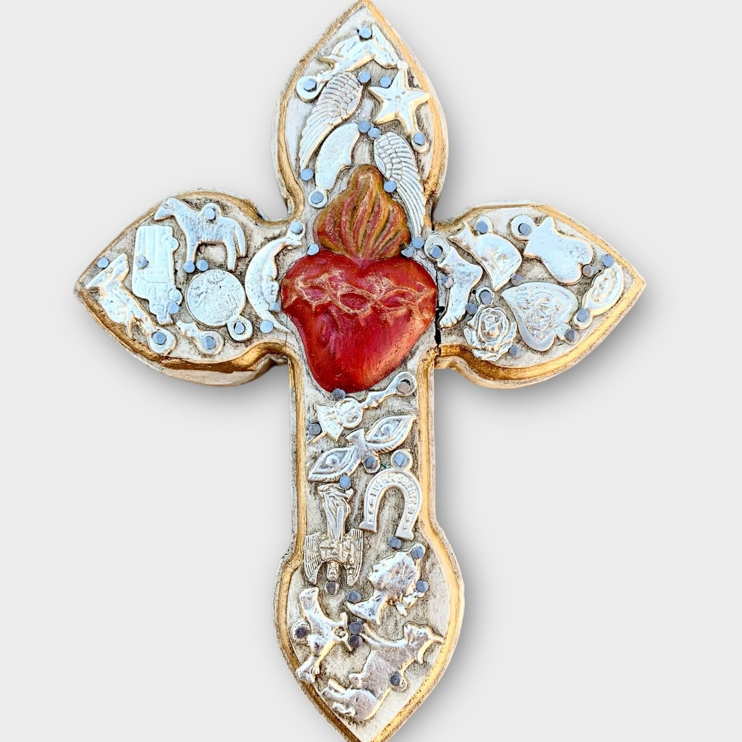 Milagros Wood Sacred Heart Cross