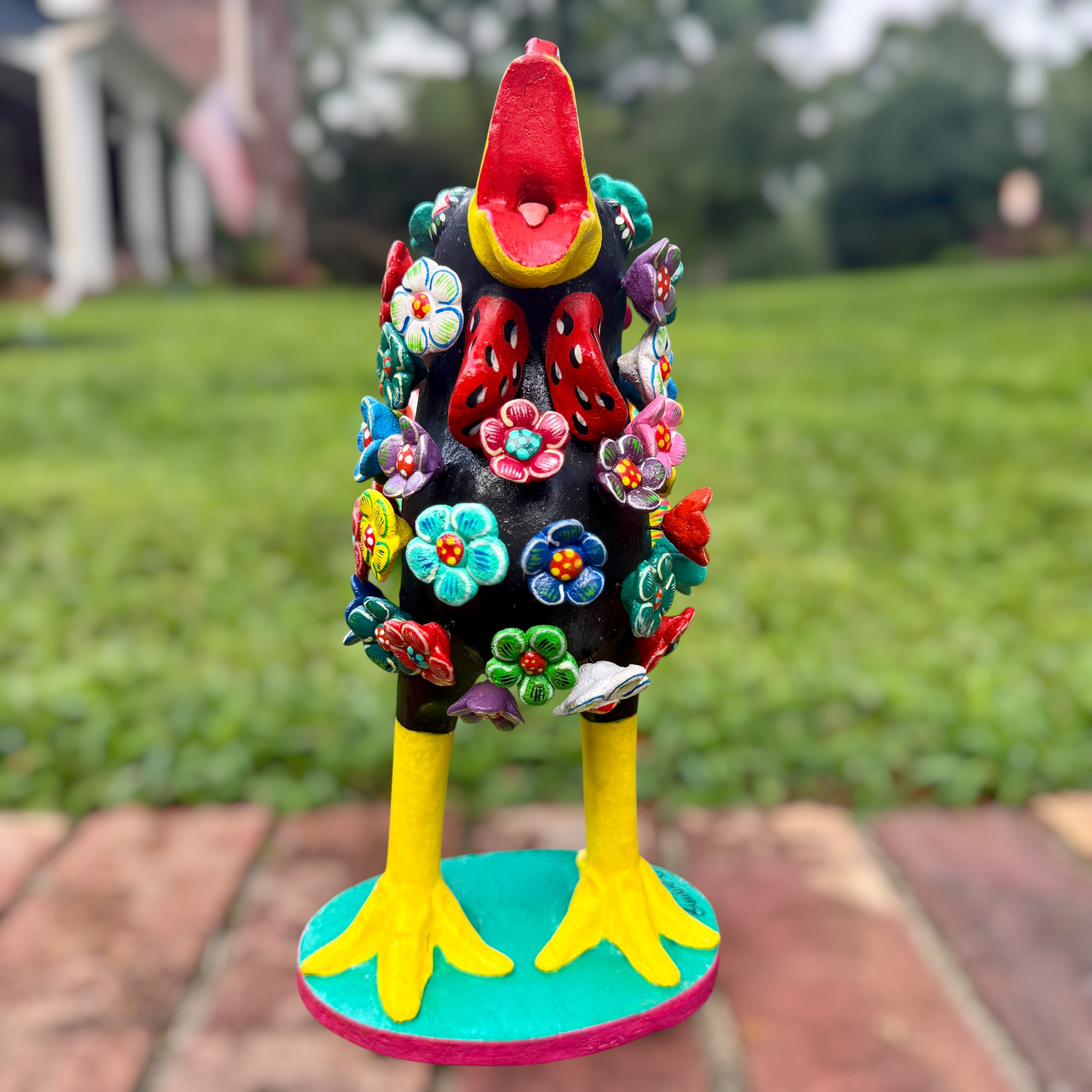 Ortega Floral Rooster Folk Art 11"