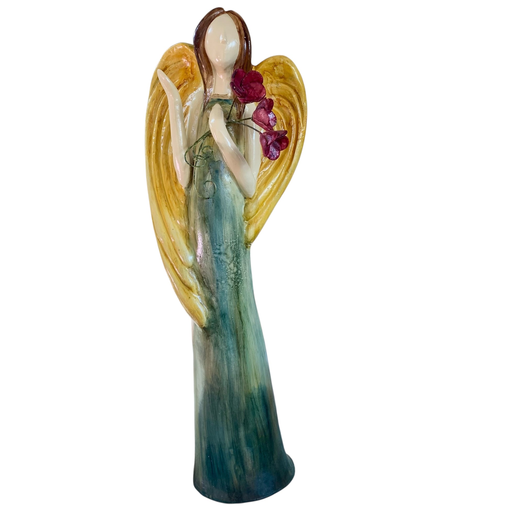 Flora Angel Pottery Sculpture Front