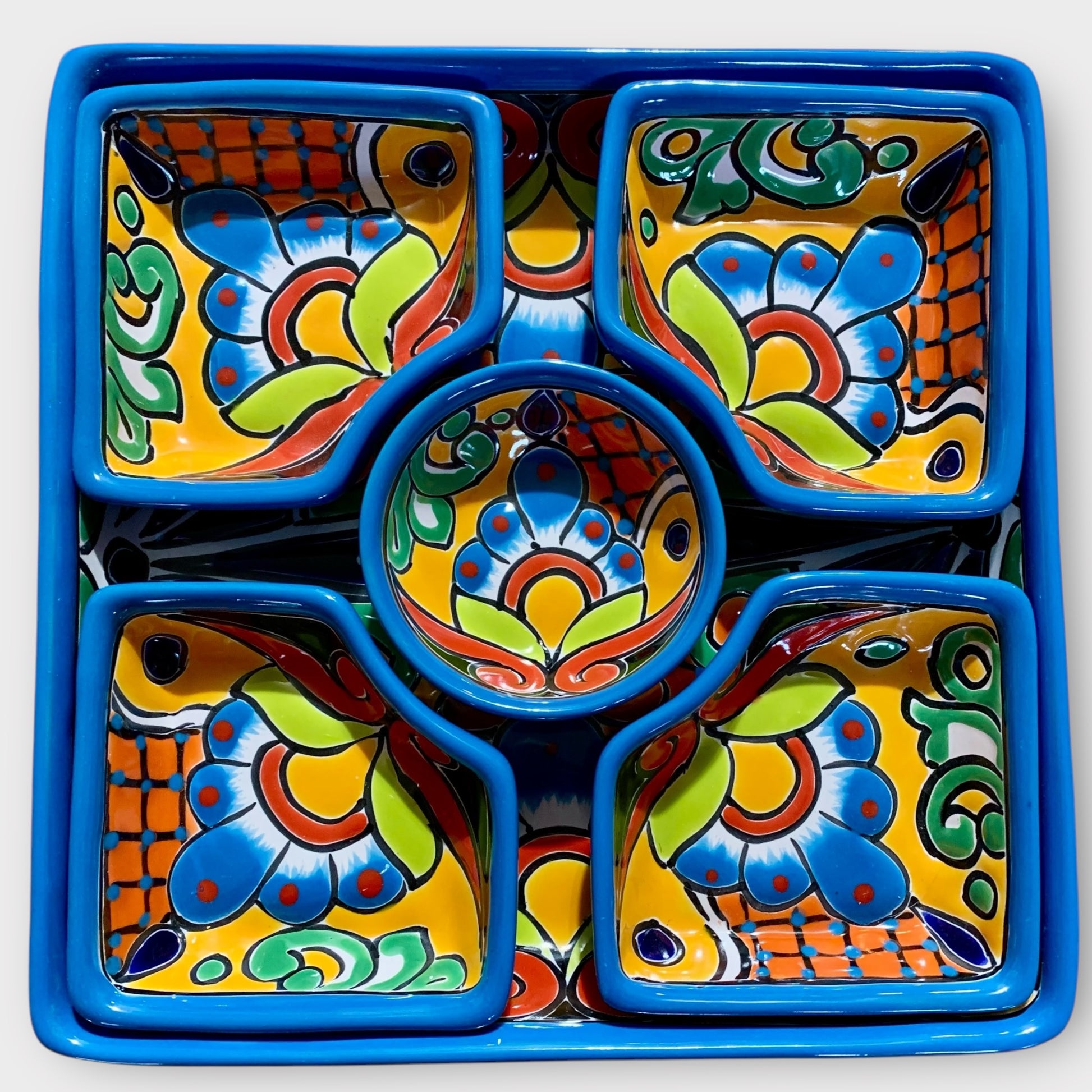 Mexican Talavera sectional square serving dish