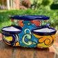 Mexican Talavera strawberry planting pot in Azul Cobalt blue Side view 