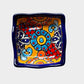Three colorful talavera square nesting bowls with intricate patterns Small