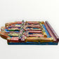 Mexican wood red table with Catholic Saints in Niches Left side view