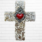 Milagros Flaming Heart Medallion Cross