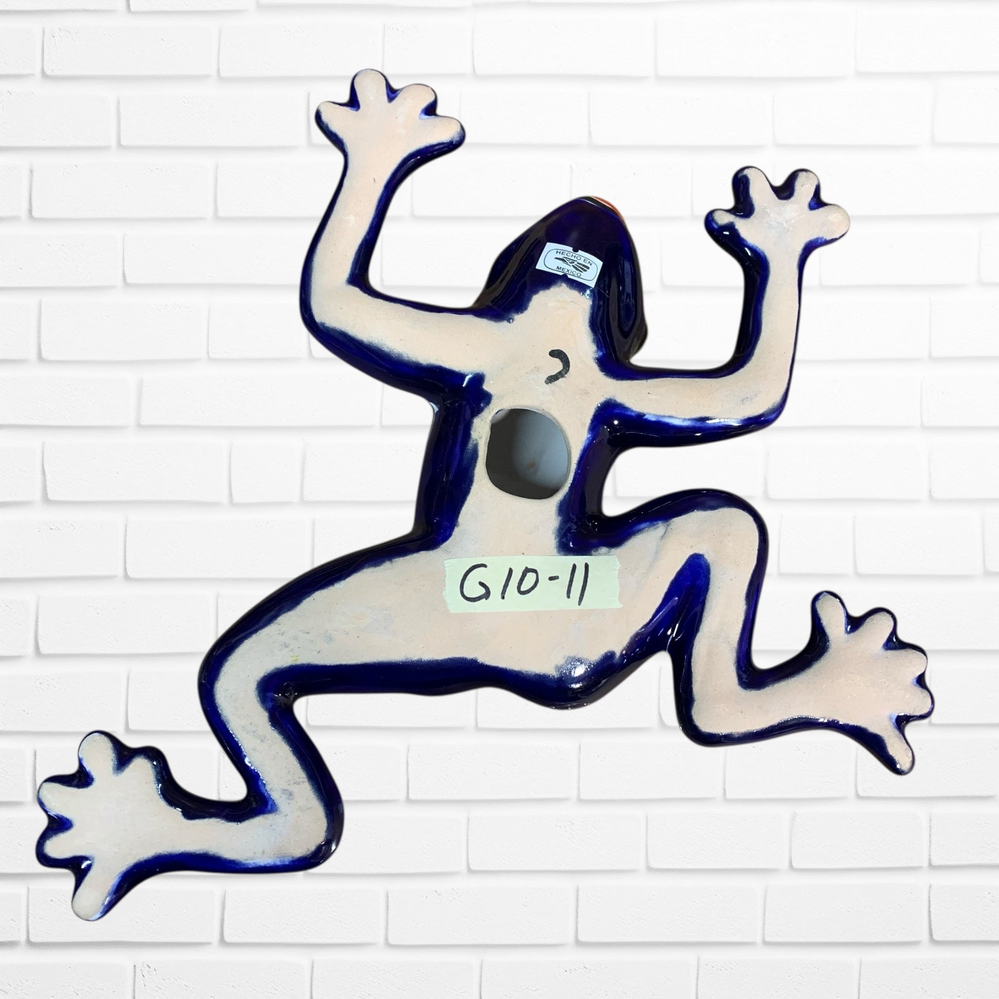Talavera wall frog Gordo in azul cobalt Back