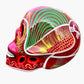 Mexican sugar skull red with multicolor designs side view