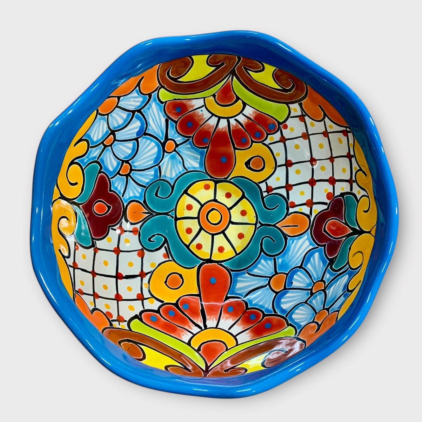 Mexican Talavera Nesting bowl set Turquoise large bowl