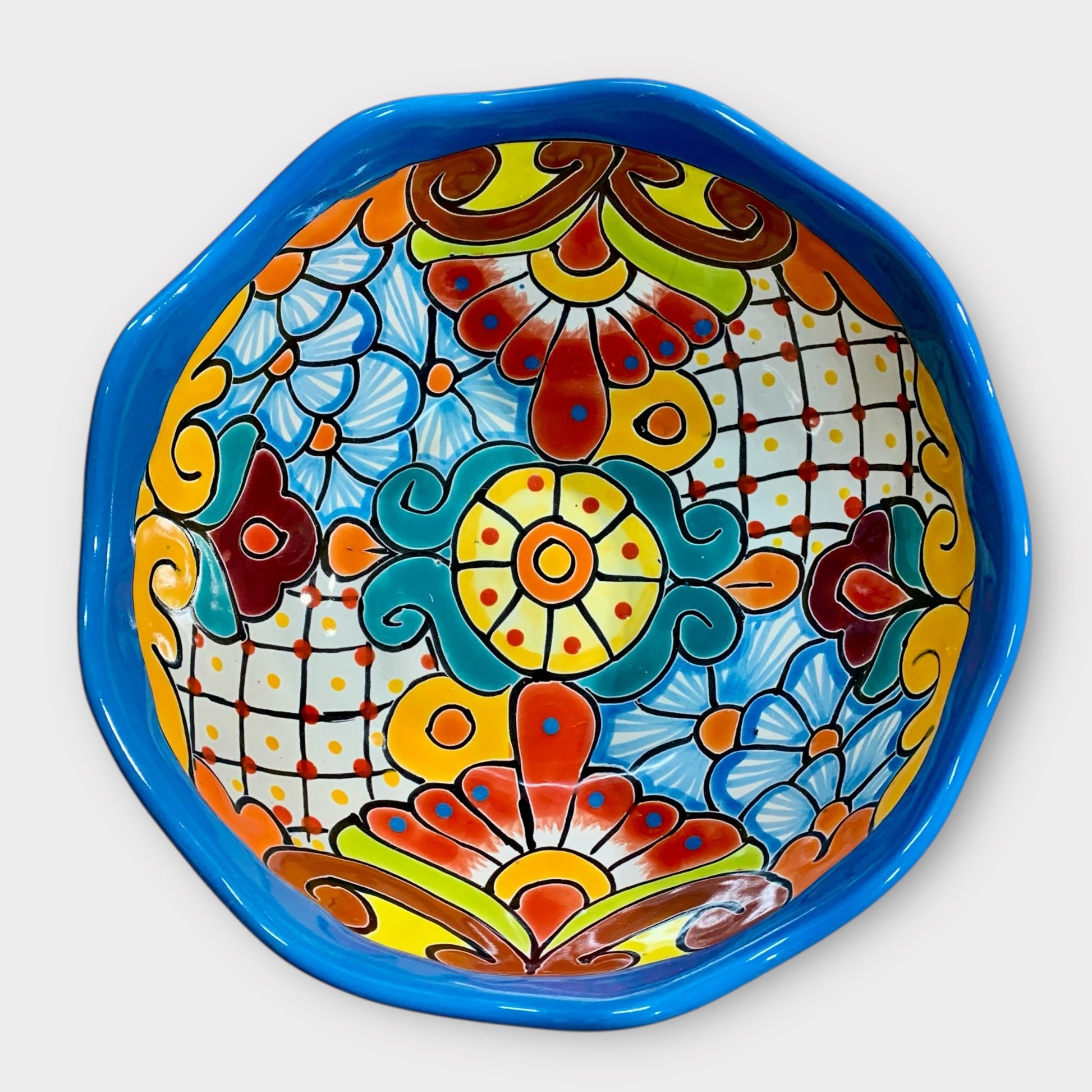 Mexican Talavera Nesting bowl set Turquoise large bowl