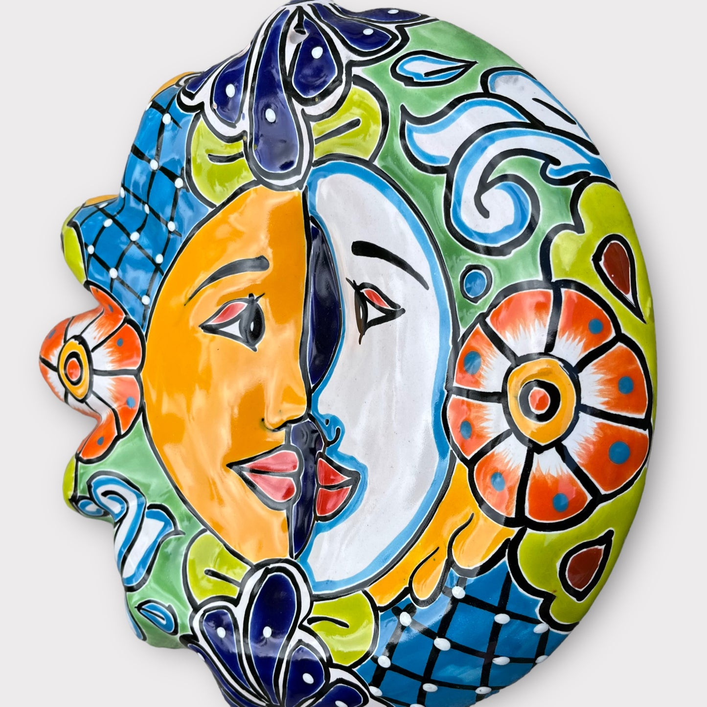 Mexican Talavera Sun and Moon Profile moon side