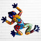 Cobalt blue Talavera wall frog with multicolored designs.