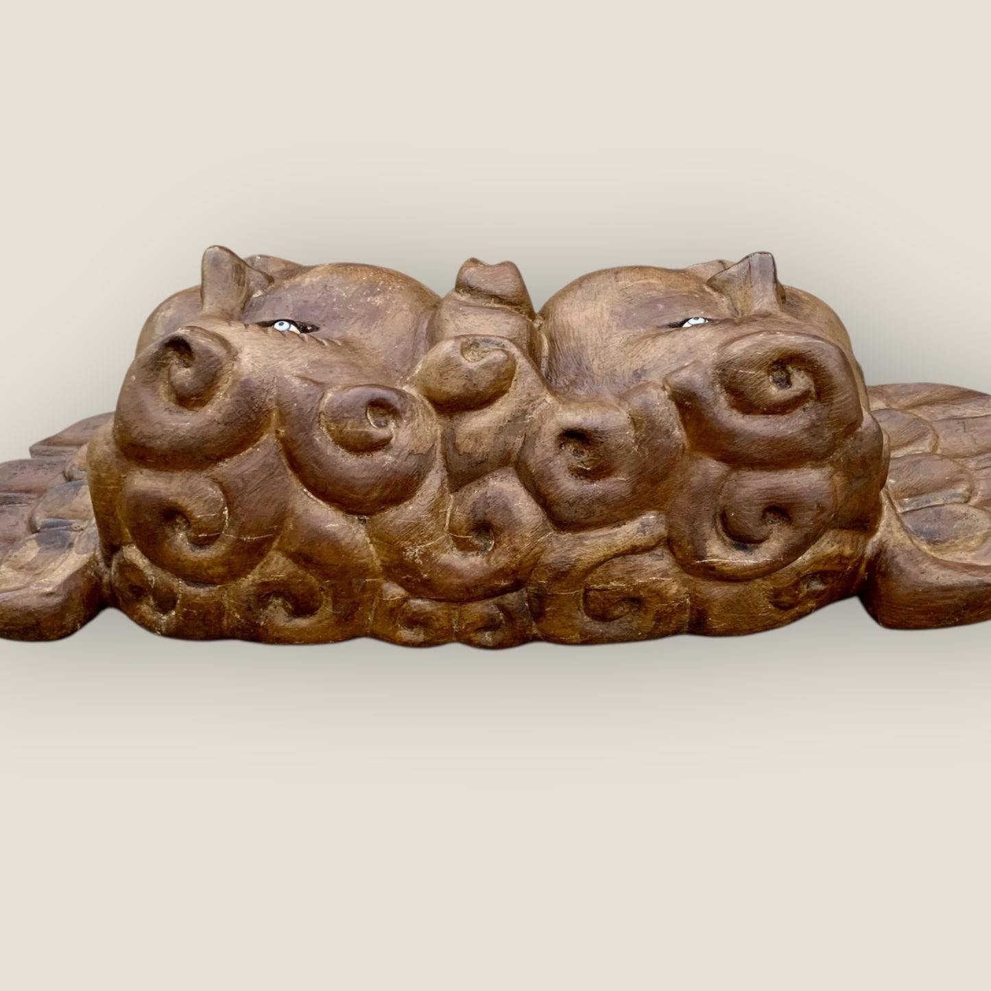 Wood Winged Cherub Rustic Grande top view