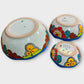 Mexican Talavera Nesting bowl set Turquoise outside design