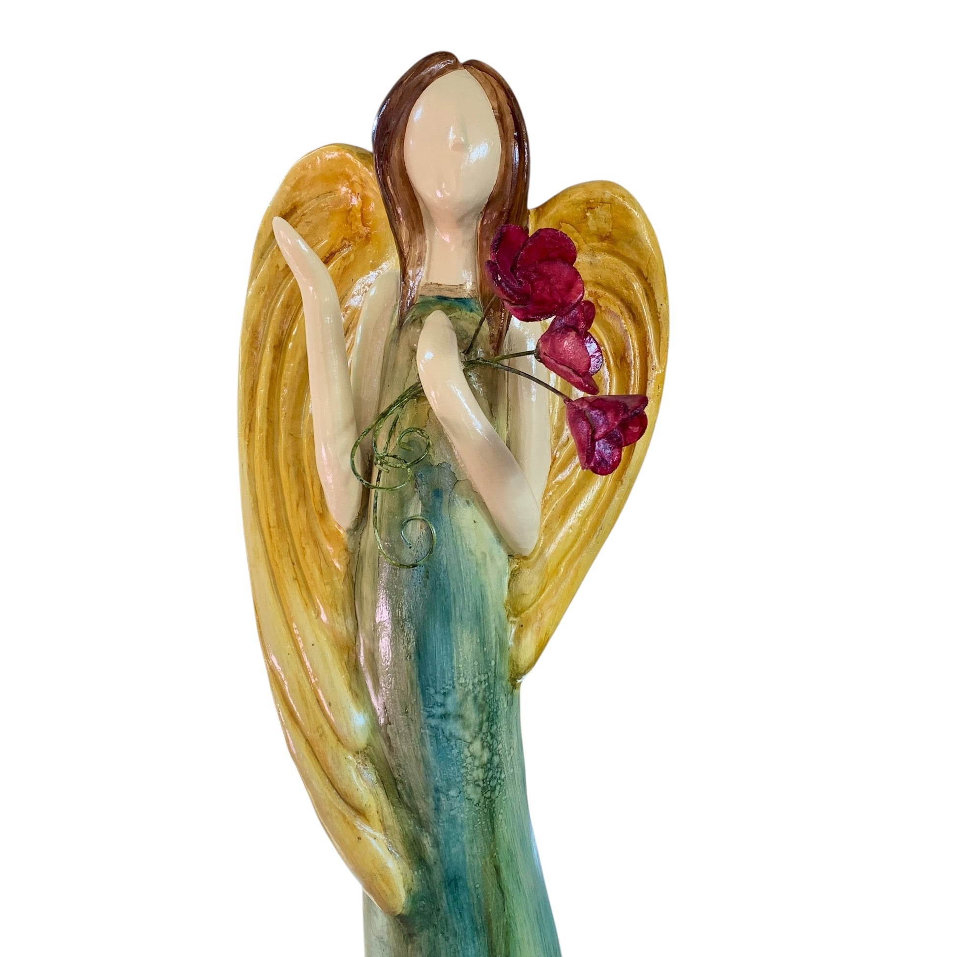 Flora Angel Pottery Sculpture Front Wing