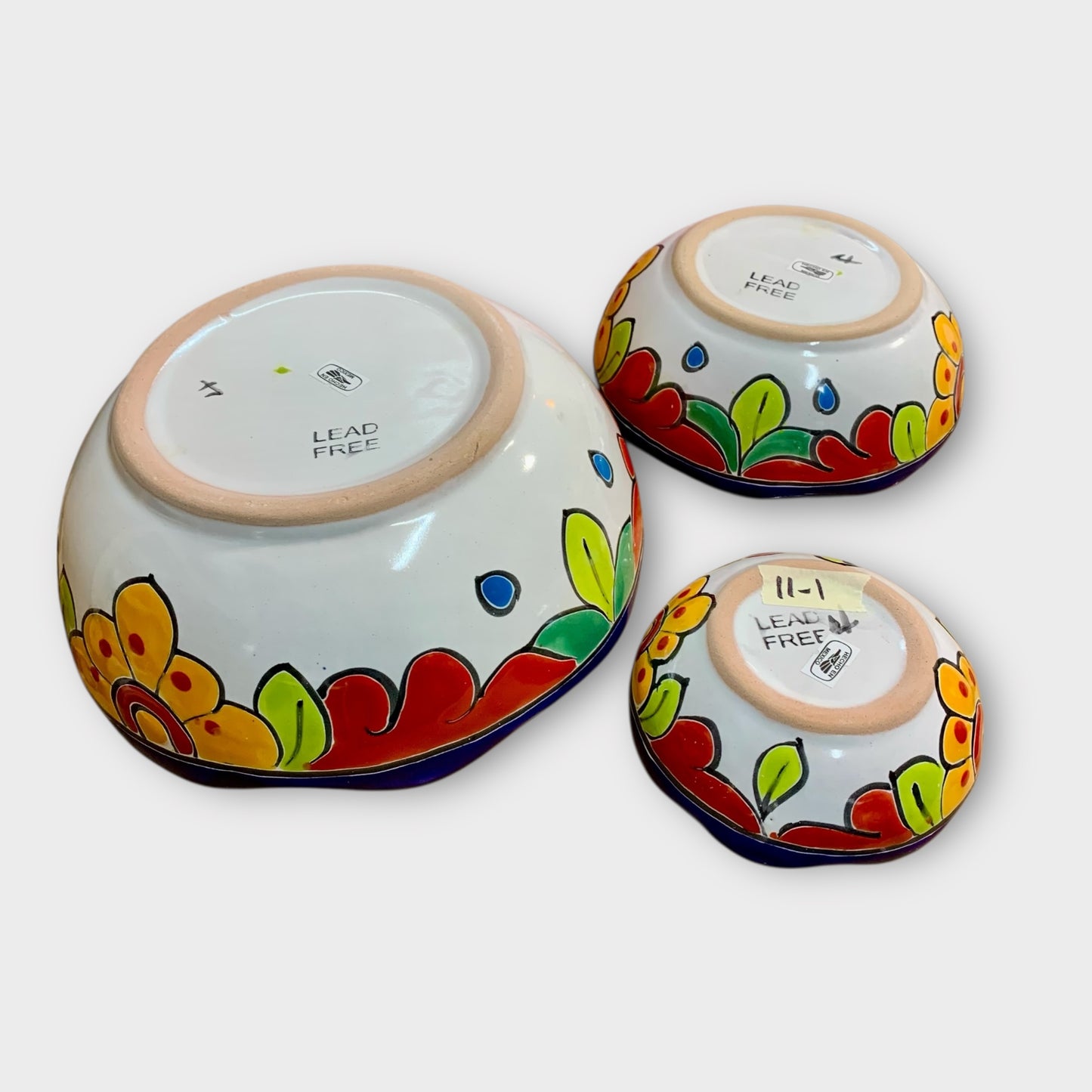 Mexican Talavera Nesting bowl set cobalt exterior design
