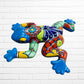 Talavera wall frog Gordo in turquoise Side