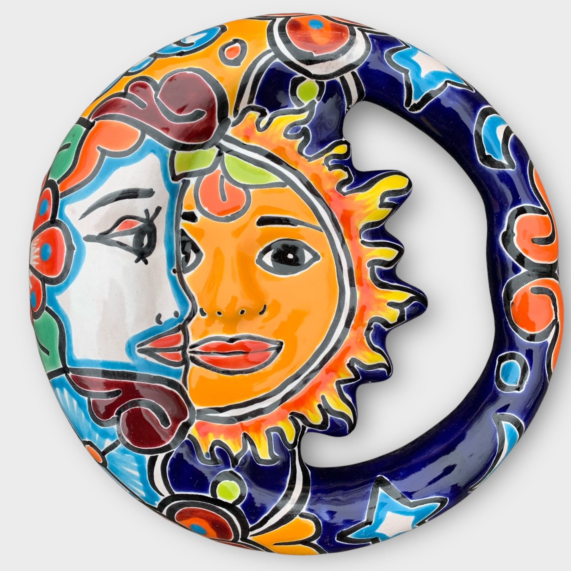 Talavera Sun Moon Eclipse | Mexican Pottery Folk Art | Sol | MxDecor ...