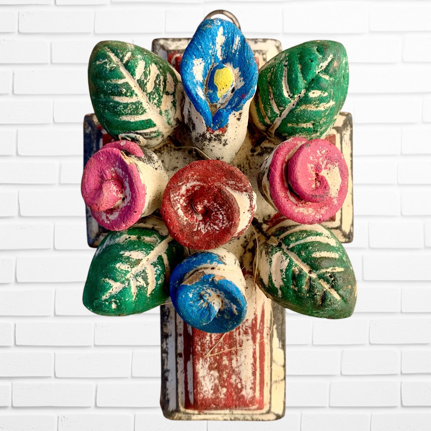 Clay Floral Mini Cross