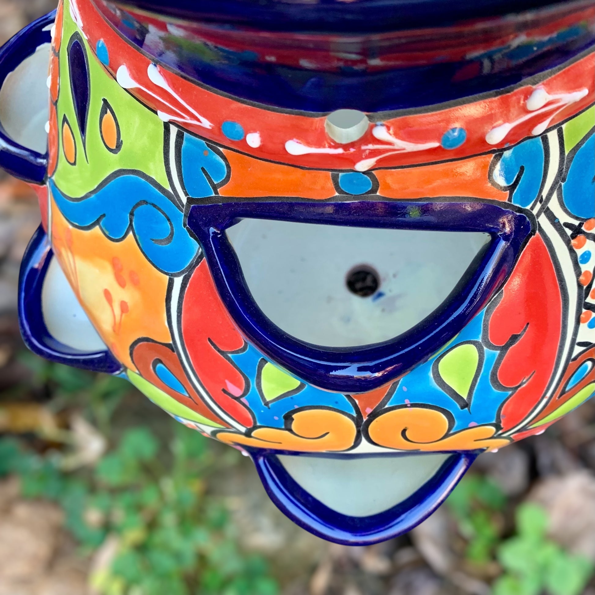 Mexican talavera strawberry Pot side planter openings