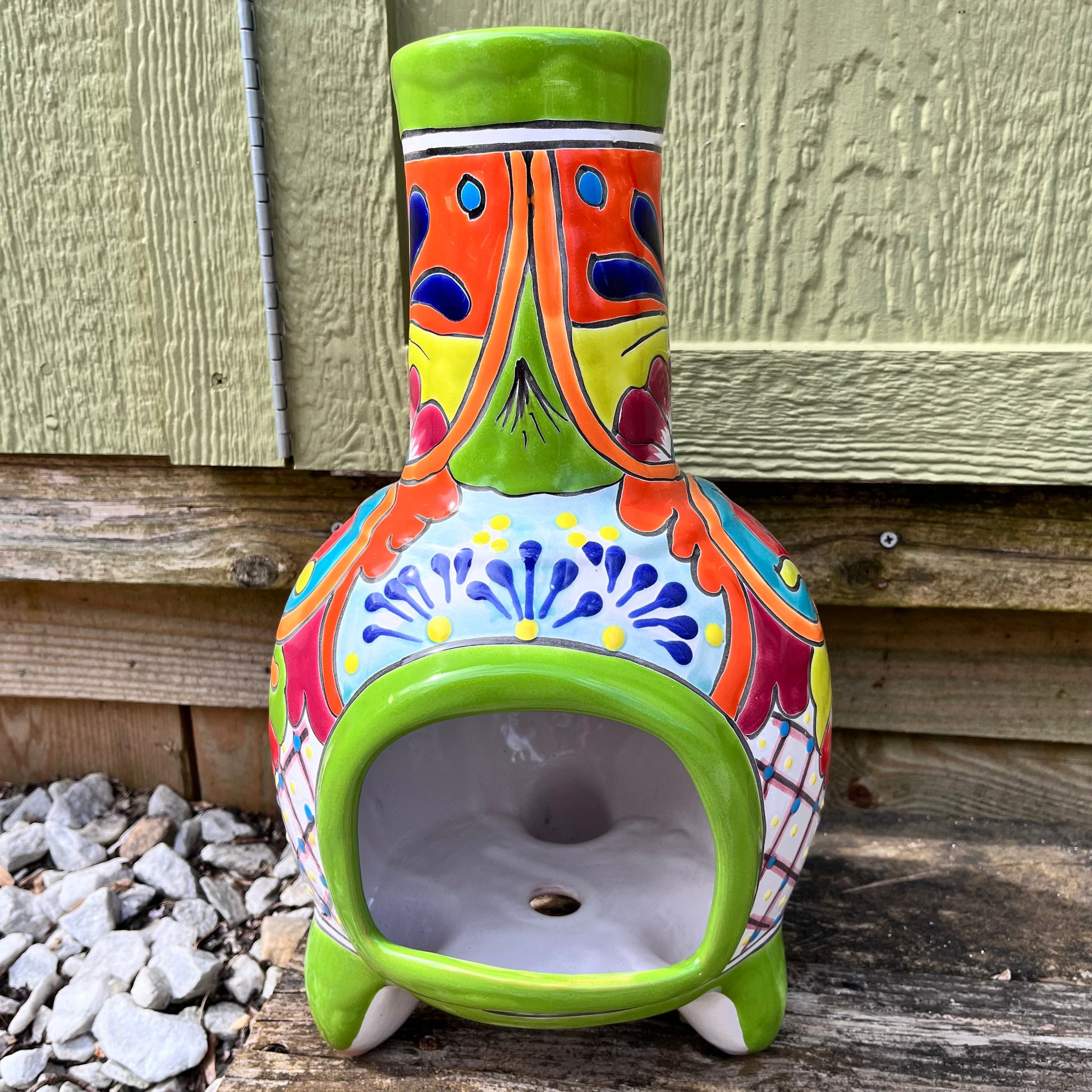 Talavera Chiminea Candle Holder | Colorful Mexican Pottery | MexDecor