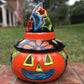 Mexican Talavera pumpkin with witch hat four