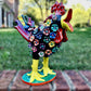 Ortega Floral rooster folk Art 13”