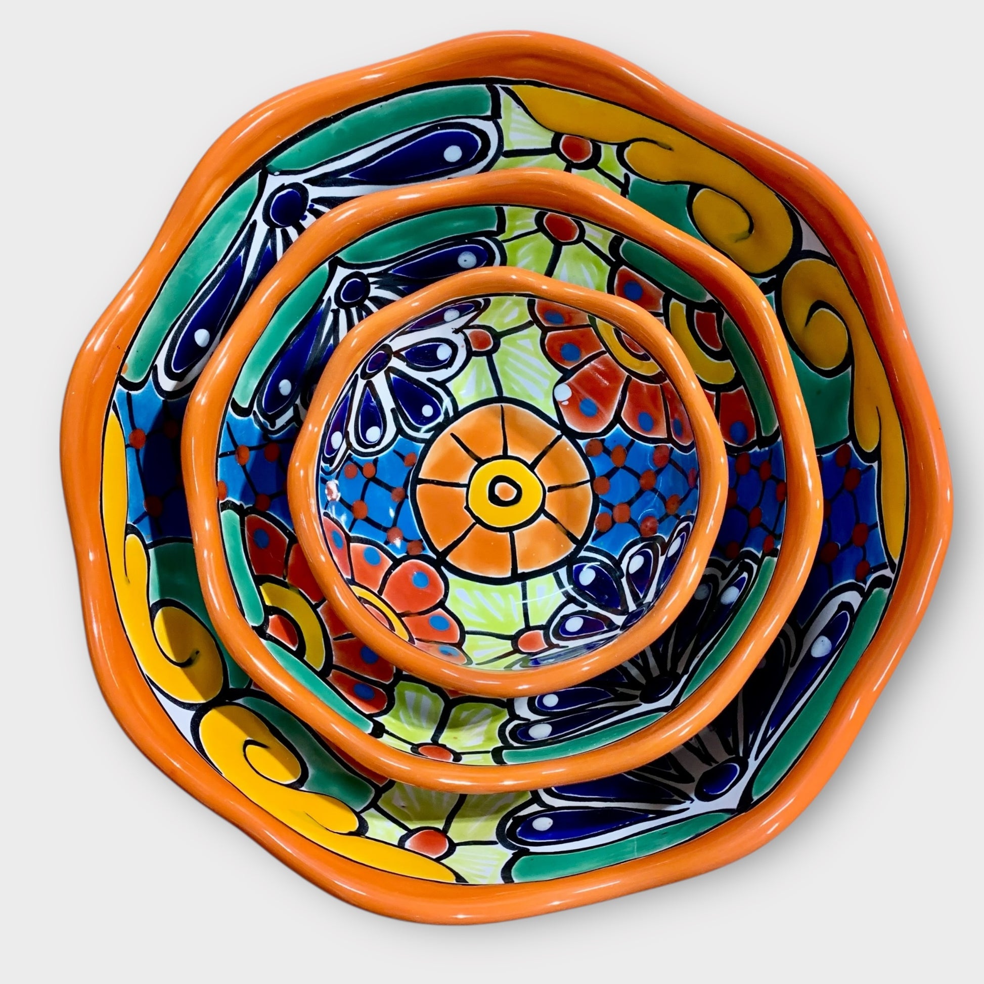 Mexican Talavera Nesting bowl set Orange