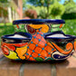 Mexican Talavera strawberry planting pot in Azul Cobalt blue Side two