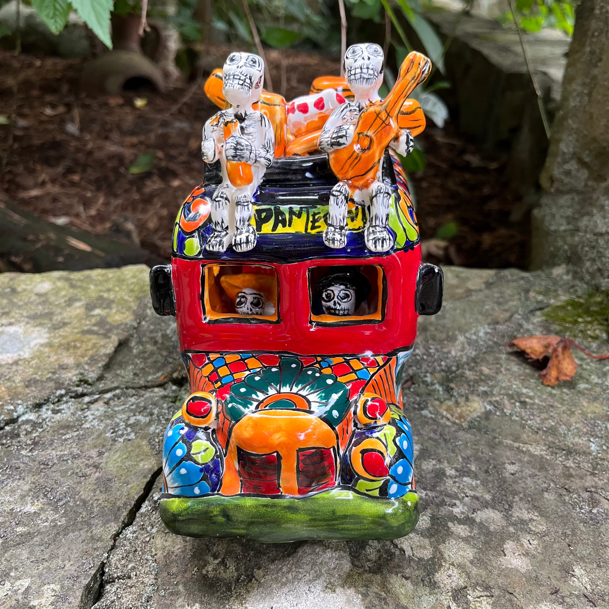Mexican catrina transport bus talavera front