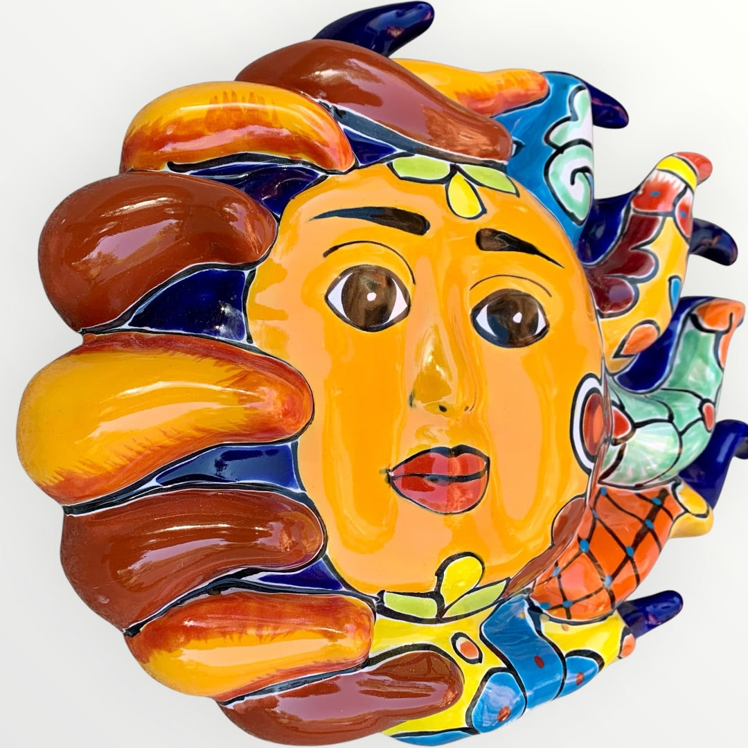 Mexican Talavera colorful Sun Grenudo Grande Left side rays 5-2