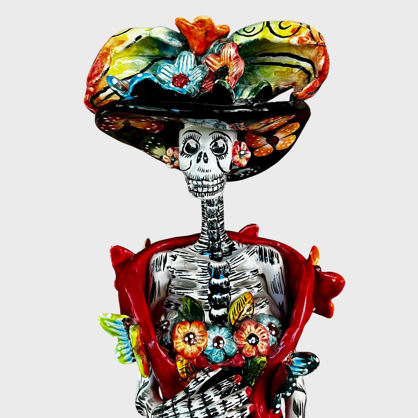 Mexican Catrina skeleton doll with butterflies grande