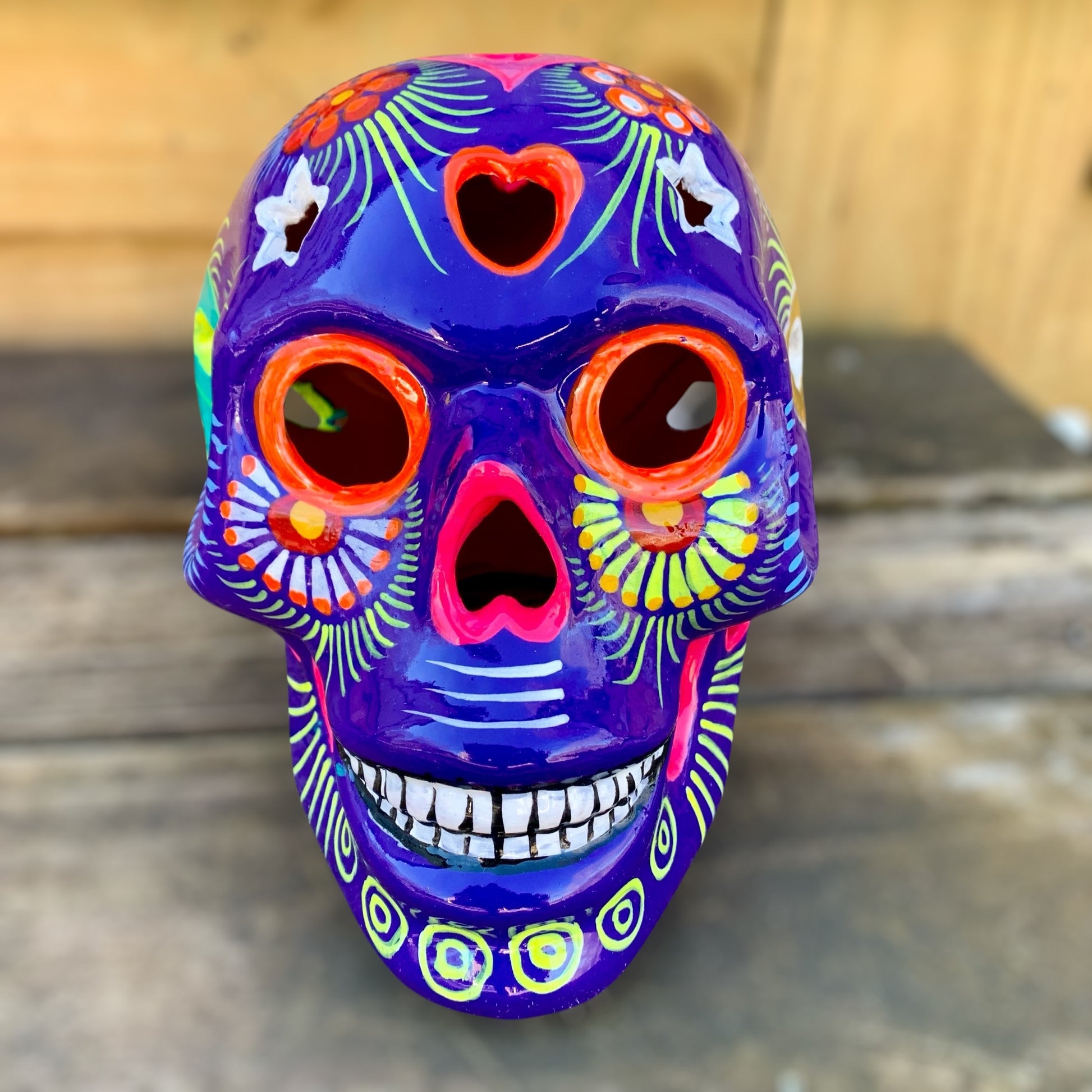 Mexican pottery painted sugar skull front