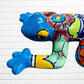 Talavera wall frog Gordo in turquoise Face
