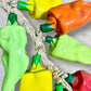 Multicolor poblano pepper string attached to rope