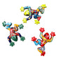 Three colorful ceramic frogs on a white background