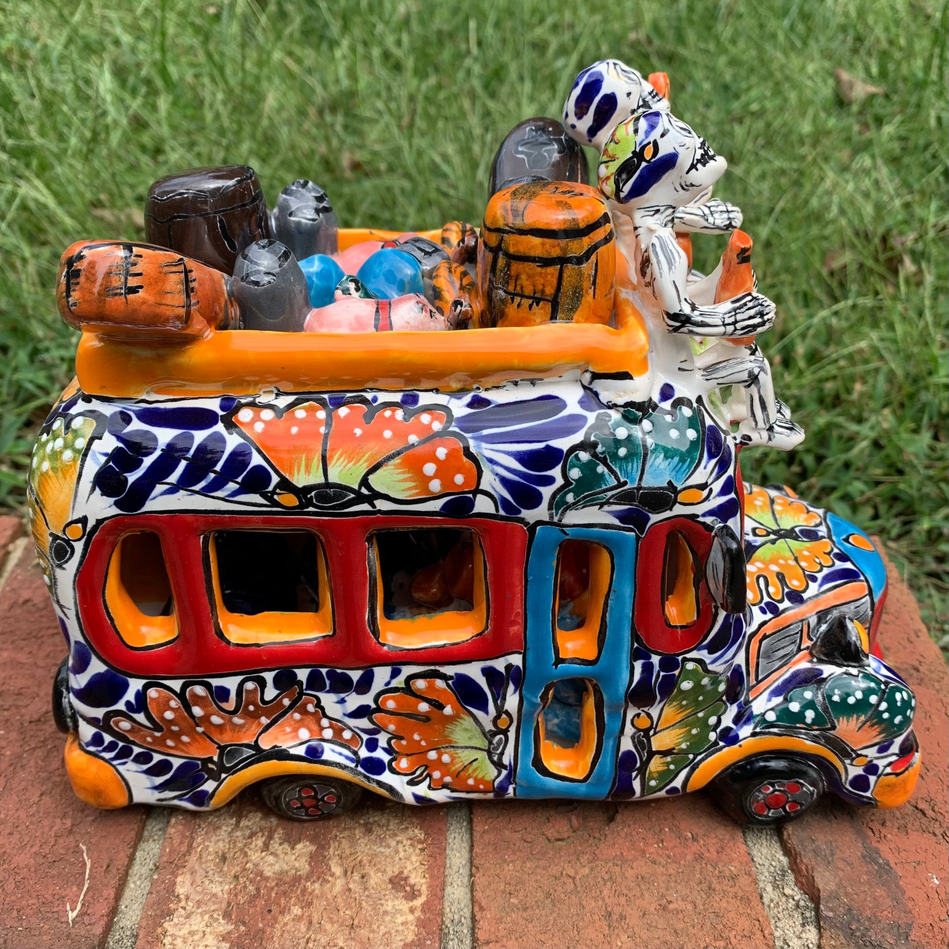 Talavera Mexican Catrina transport bus left side