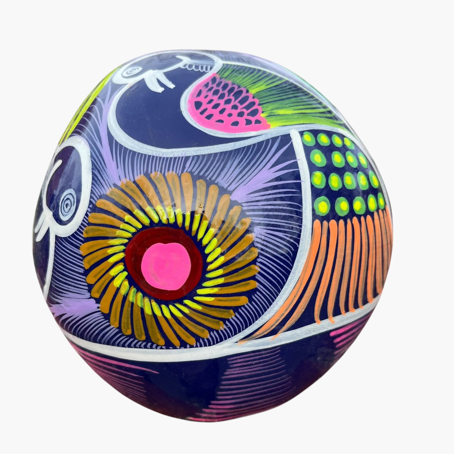 Colorful Mexican sugar skull back view with multicolored designs