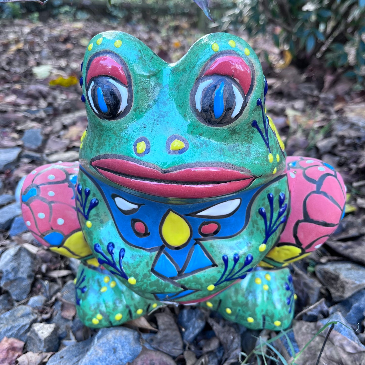 frog planter pot Hand Painted Frog Planter - Ceramic Garden Container Rana