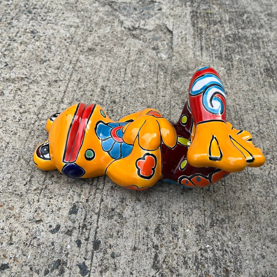 Mexican TAlavera Dancing Silly Frog  side