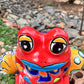 Mexican Talavera, frog pot face close-up