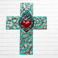 Milagros Flaming Heart Medallion Cross
