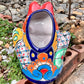 Mexican Talavera red frog planter back view