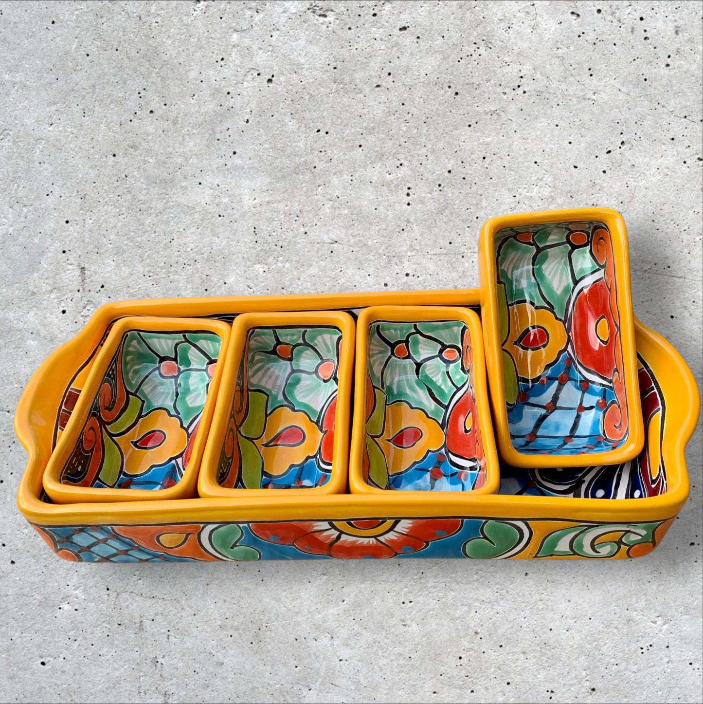 Talavera pottery sectional serving dish rectangle