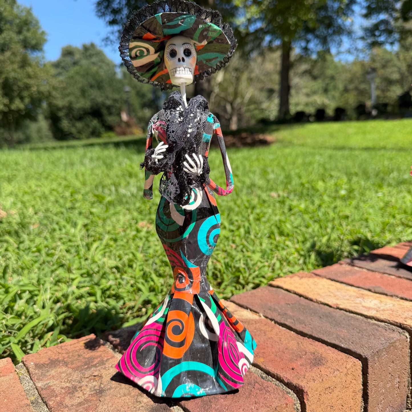 Floral Catrina Skeleton Doll 10.5”
