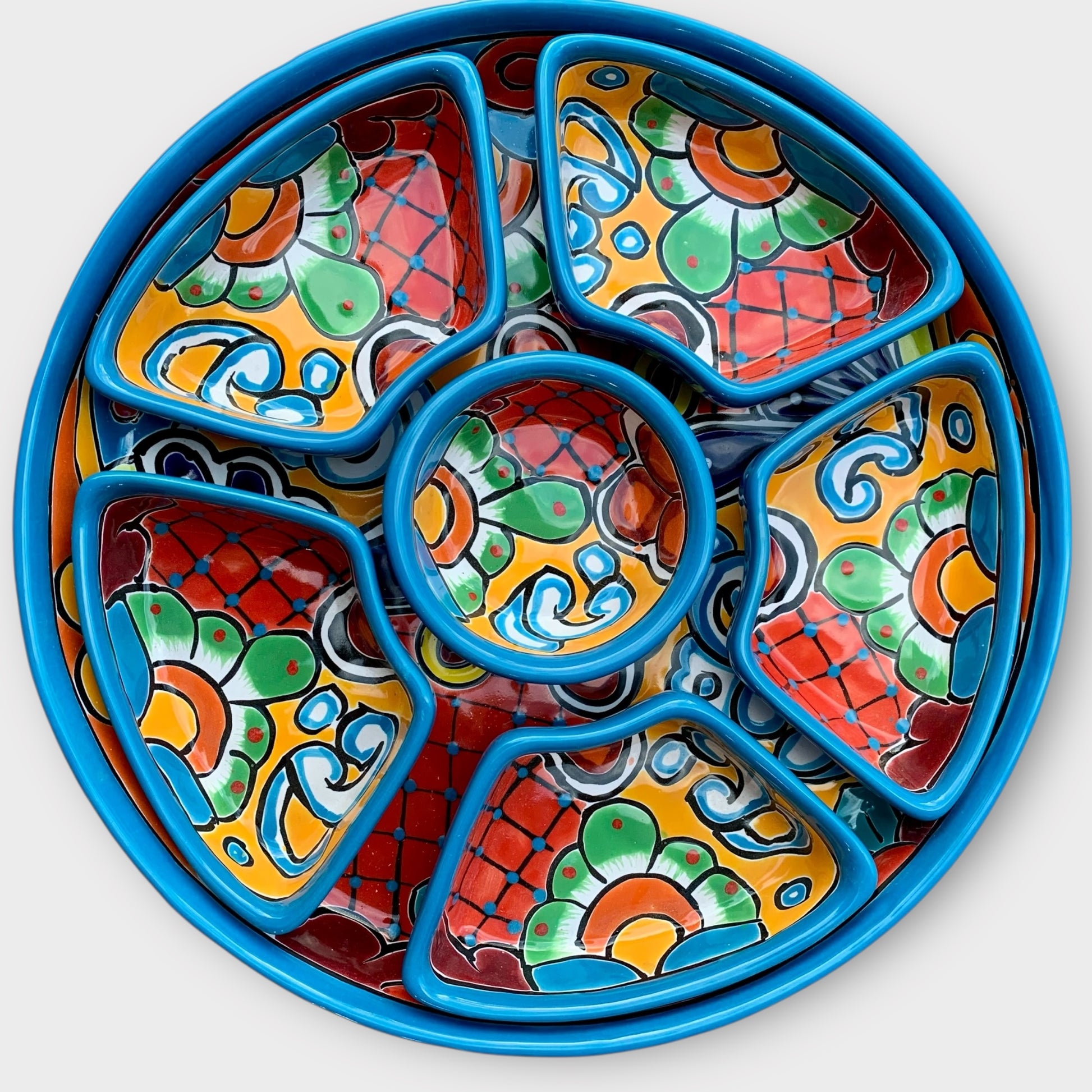 Mexican Talavera sectional serving dish Top