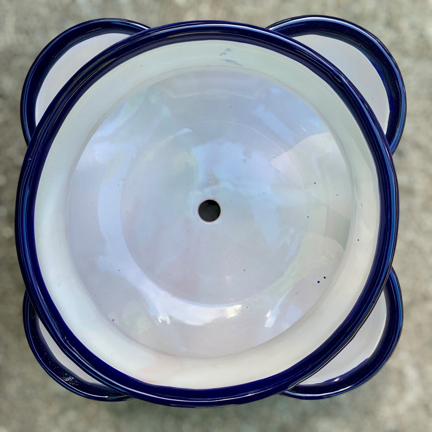 Mexican Talavera strawberry planting pot in Azul Cobalt blue Top