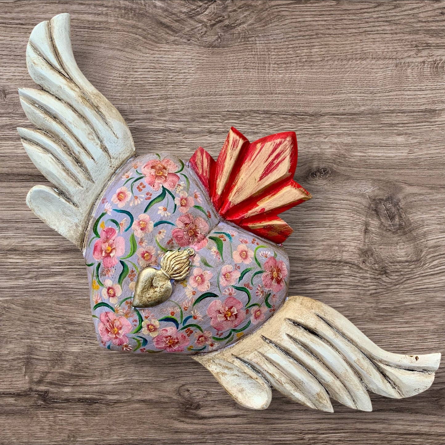 Winged Heart Decorado Oleo Grande