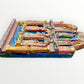 Mexican wood red table with Catholic Saints in Niches Right side view