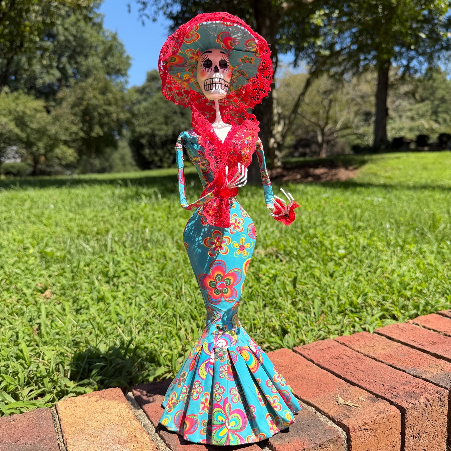 Floral Catrina Skelton Doll 15”