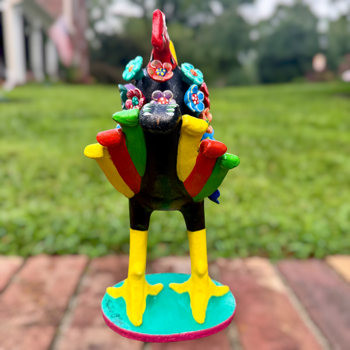 Ortega Floral Rooster Folk Art 11"